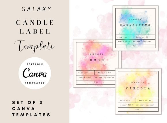 Celestial Branding: Galaxy Candle Label Templates Editable