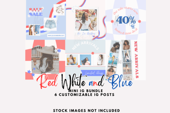 Elevate Your Instagram with Red White and Blue Mini Templates